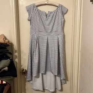 NWT  Off Shoulder Midi High Low Flared Cocktail Party A-Line Swing Dress